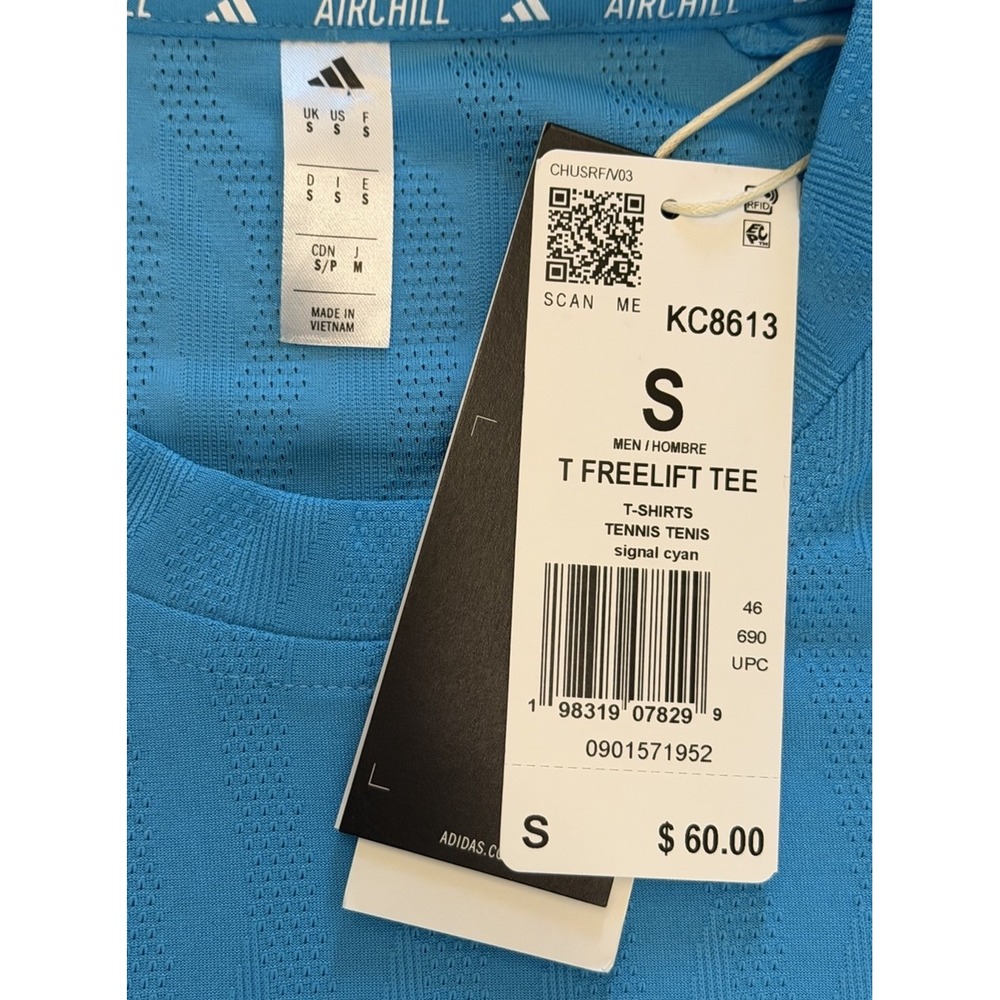 adidas Tennis Climacool+ AIRCHILL FreeLift Tee Sports Top Slim Fit Men's Small S - Picture 3 of 10